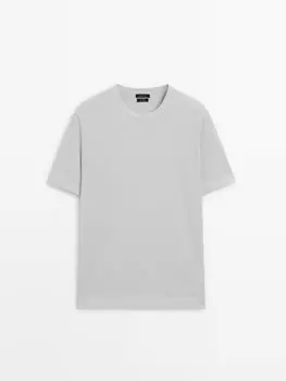 Трикотажная футболка с короткими рукавами из 100% хлопка Massimo Dutti, серый
