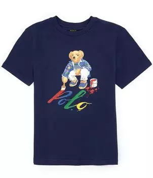 Трикотажная футболка с короткими рукавами Polo Ralph Lauren Big Boys 8–20 Polo Bear, синий