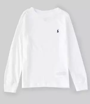 Трикотажная футболка с круглым вырезом и длинными рукавами Polo Ralph Lauren Little Boys 2T-7, белый