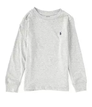 Трикотажная футболка с круглым вырезом и длинными рукавами Polo Ralph Lauren Little Boys 2T-7, серый
