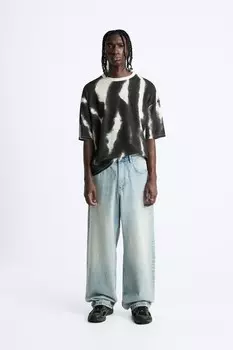 Трикотажная футболка с принтом-брызгом ZARA, устрично-белый