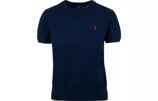 Трикотажная футболка с вышитым логотипом Polo Ralph Lauren, синий