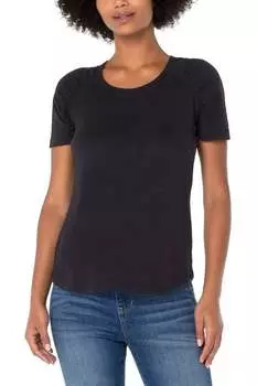 Трикотажная футболка со сборками и короткими рукавами Liverpool Jeans, черный