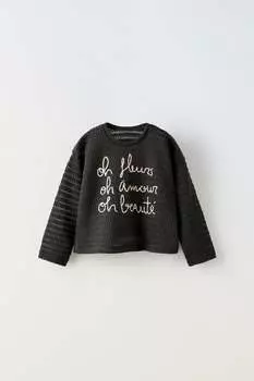 Трикотажная футболка со слоганом ZARA, антрацитовый серый