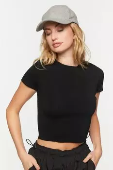 Трикотажная футболка-свитер с круглым вырезом Forever 21, черный