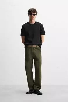 Трикотажная футболка свободного кроя ZARA, черный