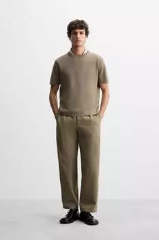 Трикотажная футболка свободного кроя ZARA, кэмел