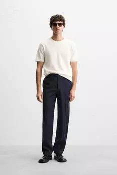 Трикотажная футболка свободного кроя ZARA, кремовый