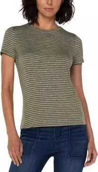 Трикотажная футболка узкого кроя с круглым вырезом Liverpool Los Angeles, цвет Smokey Olive Stripe