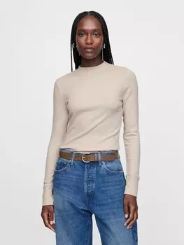 Трикотажная футболка в рубчик Gap, бежевый