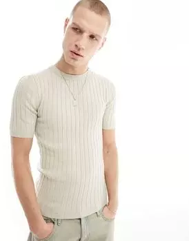 Трикотажная футболка в рубчик с эффектом камня ASOS DESIGN