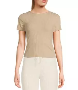 Трикотажная футболка в рубчик с короткими рукавами GB, бежевый