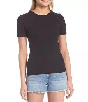 Трикотажная футболка в рубчик с короткими рукавами Copper Key Knit, черный