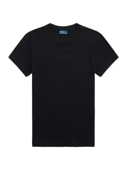 Трикотажная футболка в рубчик с круглым вырезом Polo Ralph Lauren, черный