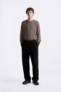 Трикотажная футболка ZARA, коричневый мергель