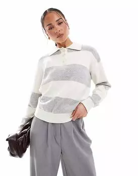 Трикотажная кофта регби в полоску цвета «Охотник» кремового цвета