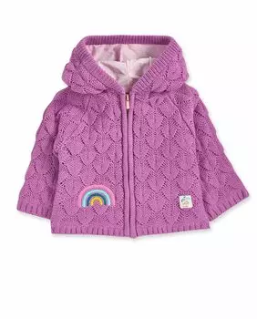 Трикотажная куртка для девочки с капюшоном и застежкой-молнией Tuc tuc, розовый