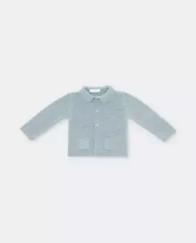 Трикотажная куртка для мальчика с воротником и карманами серовато-голубого цвета Martn Aranda, синий