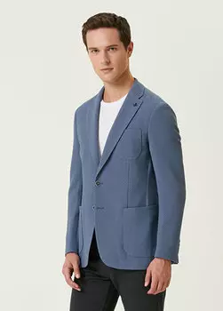 Трикотажная куртка с грубым фактурным узором цвета индиго Beymen