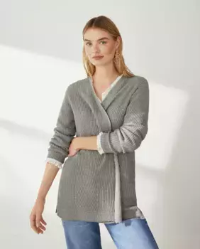 Трикотажная куртка с жемчужным люрексом Southern Cotton, цвет Verde Salvia