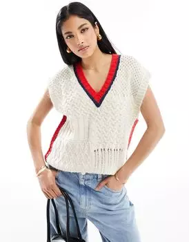Трикотажная майка ASOS DESIGN с закругленными краями косой строчки