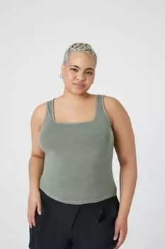 Трикотажная майка больших размеров из джерси Forever 21, оливковый