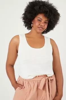 Трикотажная майка больших размеров со свитером Forever 21, белый