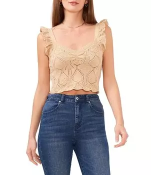 Трикотажная майка Chelsea & Violet с прострочкой и фестончатыми люверсами, бежевый