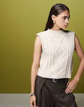 Трикотажная майка-косы из фактурной пряжи цвета камня ASOS DESIGN
