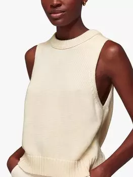 Трикотажная майка с отделкой в рубчик Whistles, цвет слоновой кости
