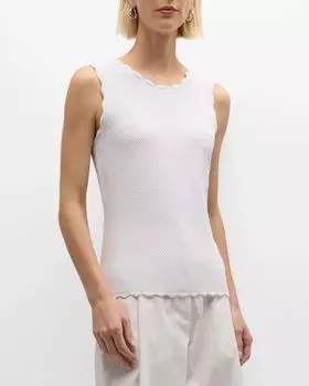 Трикотажная майка с зубчатым круглым вырезом Emporio Armani, цвет White
