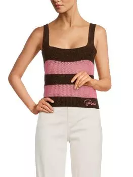 Трикотажная майка в полоску Mormonismo Pinko, цвет Brown Multi