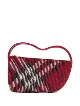 Трикотажная мини-сумка Burberry в клетку, красный