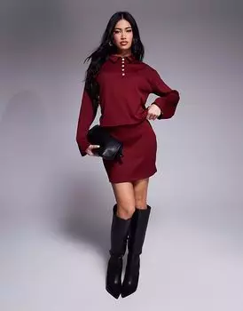 Трикотажная мини-юбка ASOS DESIGN бордового цвета