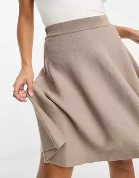 Трикотажная мини-юбка цвета грибов YAS Godet