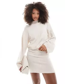 Трикотажная мини-юбка цвета овсянки Miss Selfridge