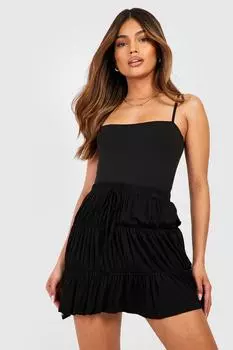 Трикотажная мини-юбка из джерси Boohoo, черный