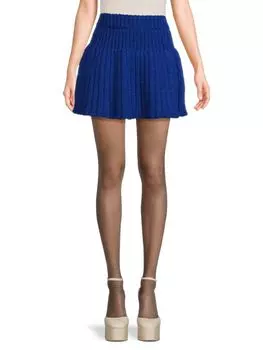 Трикотажная мини-юбка из шерсти и мохера Redvalentino, синий