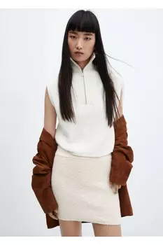 Трикотажная мини-юбка Mango, экрю