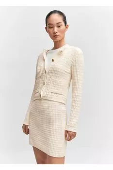 Трикотажная мини-юбка Mango, белый