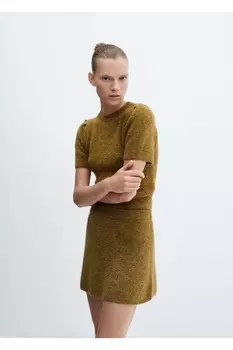 Трикотажная мини-юбка Mango, зеленый