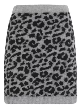 Трикотажная мини-юбка с леопардовым принтом Federica Tosi, серый