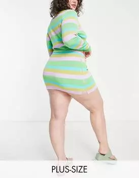 Трикотажная мини-юбка с вырезами COLLUSION Plus с полосатым принтом