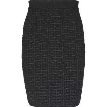 Трикотажная мини-юбка вязки интарсия PB BALMAIN, черный