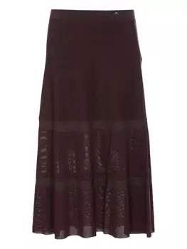 Трикотажная многоярусная юбка миди Elisabetta Franchi, коричневый