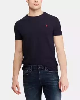 Трикотажная мужская футболка Slim Fit на заказ Polo Ralph Lauren, темно-синий
