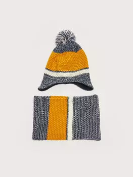 Трикотажная одежда для мальчика в стиле контрастных цветов с шапкой и воротником на шее (2 шт.) LCW Accessories
