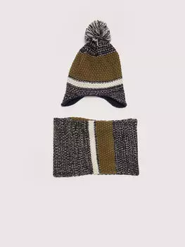 Трикотажная одежда для мальчика в стиле контрастных цветов с шапкой и воротником на шее (2 шт.) LCW Accessories