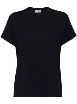 Трикотажная однотонная футболка Brunello Cucinelli, черный