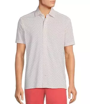 Трикотажная оксфордская рубашка Cremieux Blue Label с короткими рукавами и принтом пике, красный